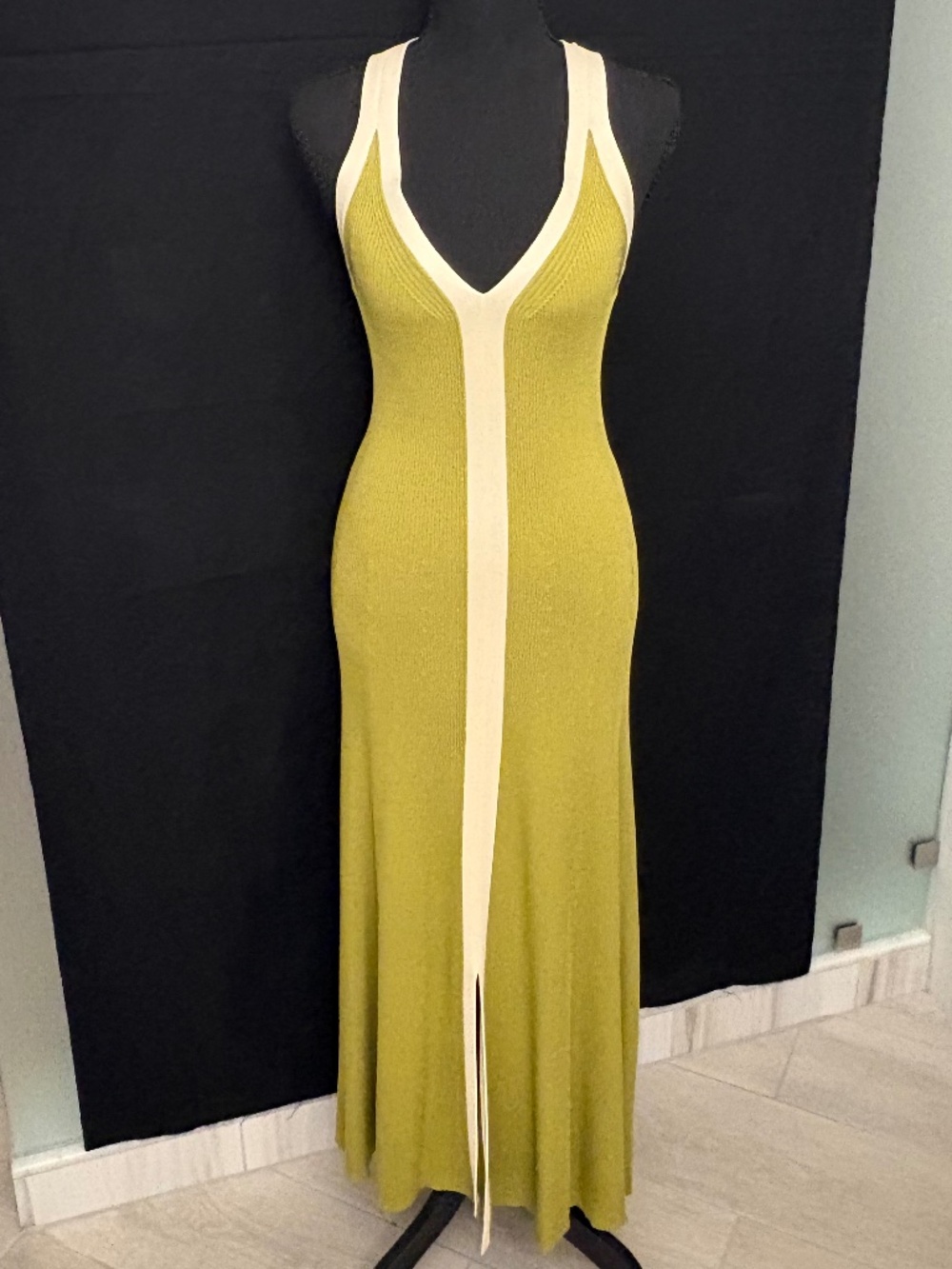 Sandro Paris Olive Green Knit Dress (38)